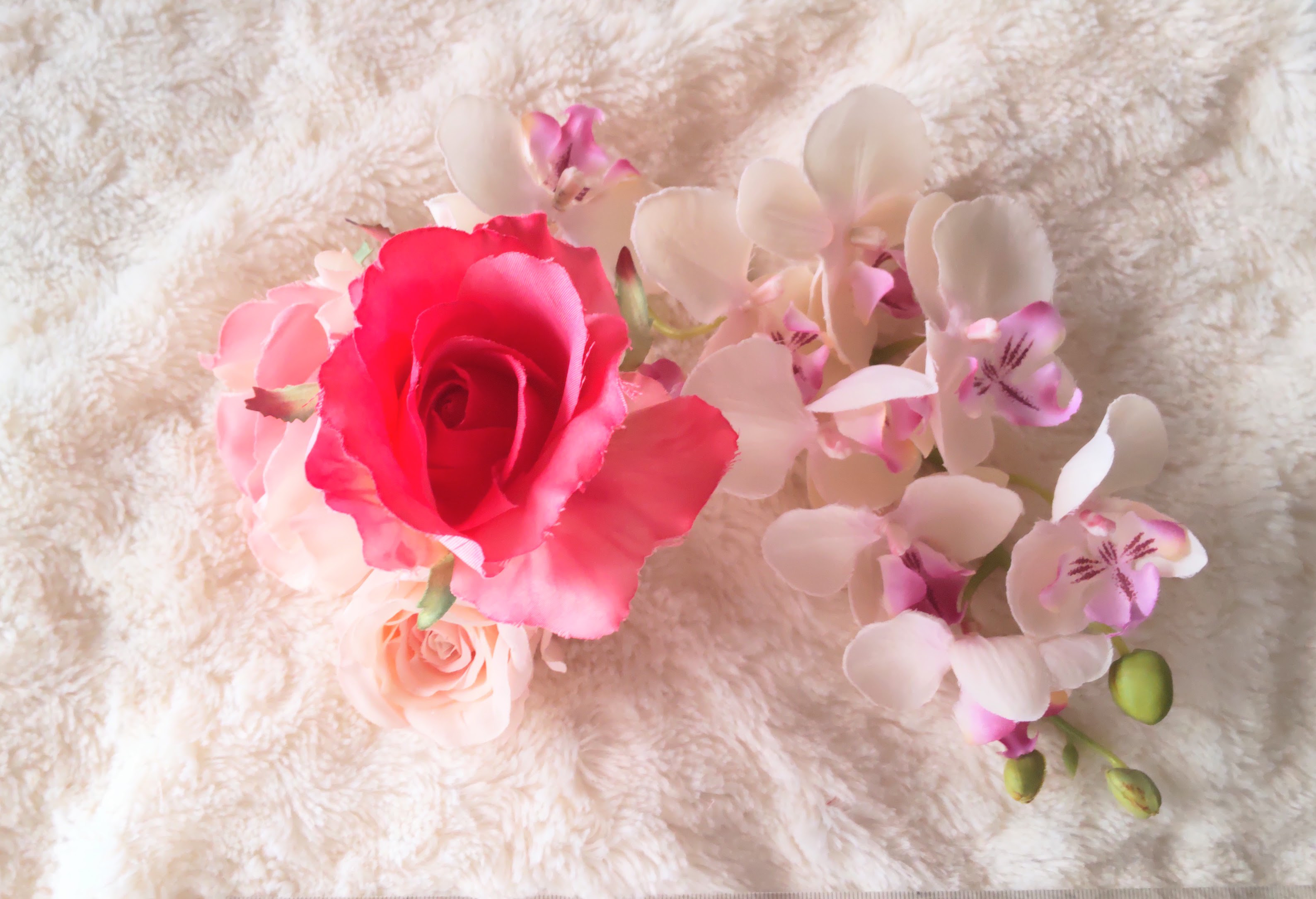 造花髪飾り　バラ　ラン