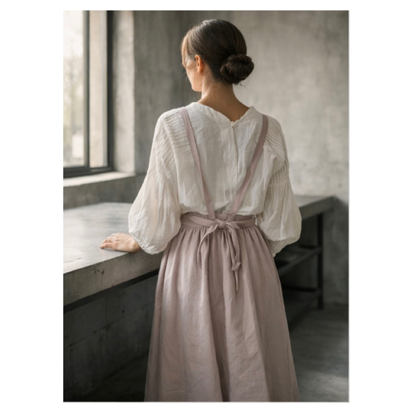 そのままお出かけリネンエプロン／おうち時間もお洒落に過ごす柔らか