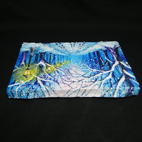 油絵 原画 【雪の散歩道】 絵画 油彩 雪 景色 風景画 冬 インテリア