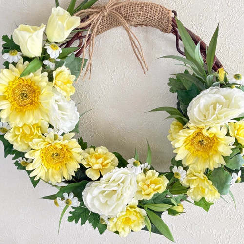 春の花々 ナチュラルリース（ビタミンカラー）〜アーティフィシャル