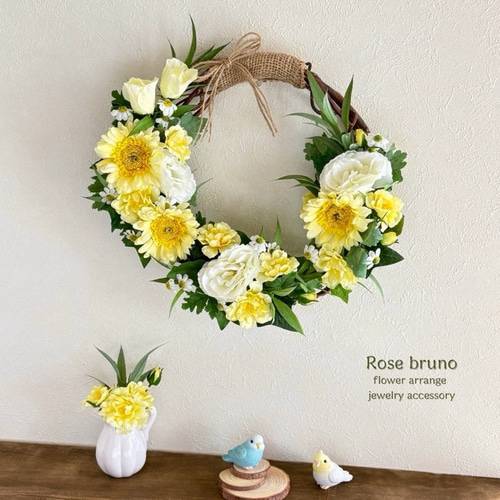 春の花々 ナチュラルリース（ビタミンカラー）〜アーティフィシャル