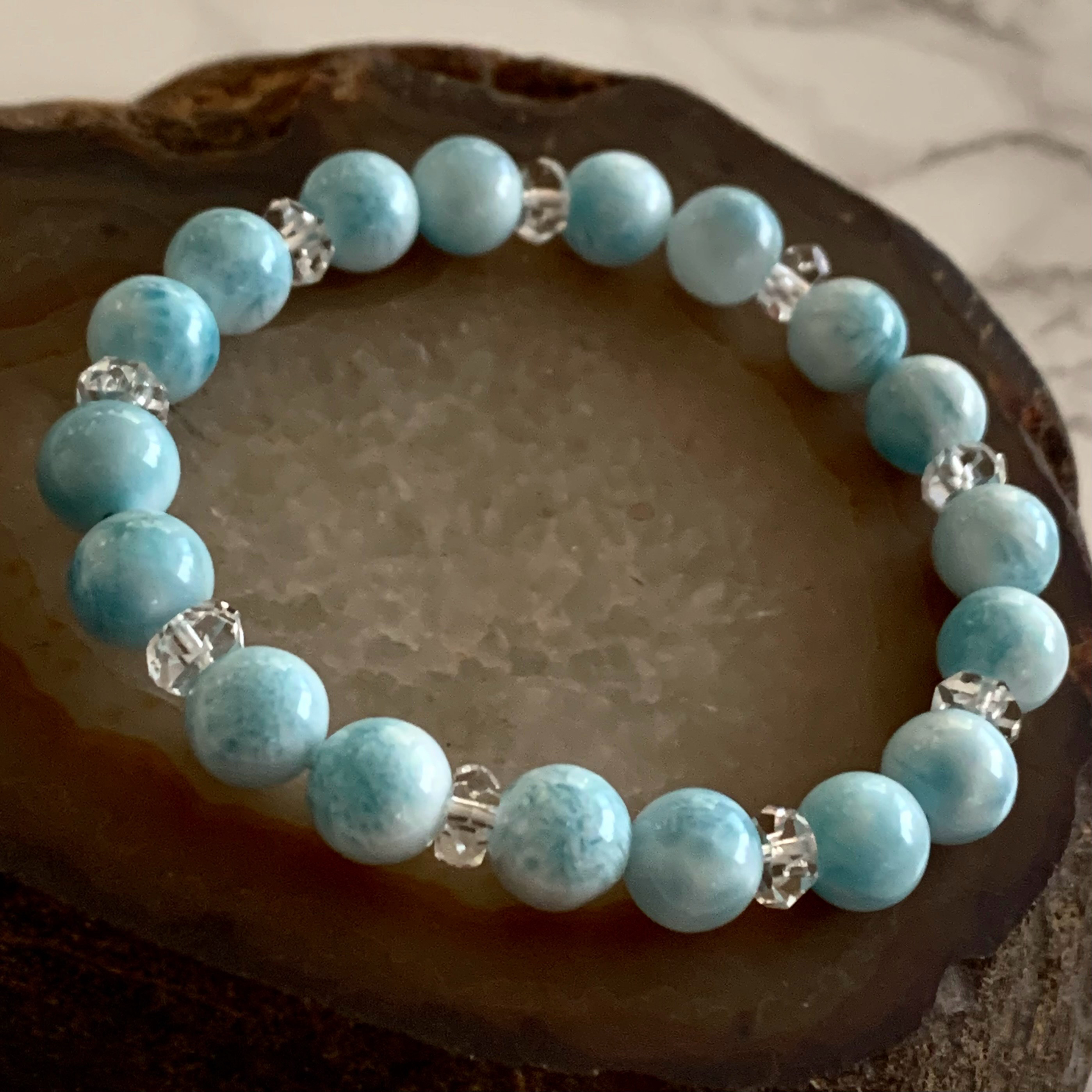 ラリマーのブレスレット☆8.5-8.7mm