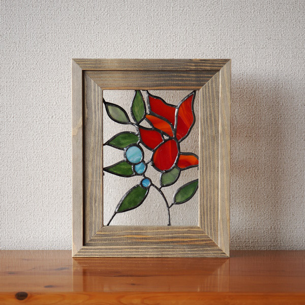 ステンドグラス　パネル　金魚