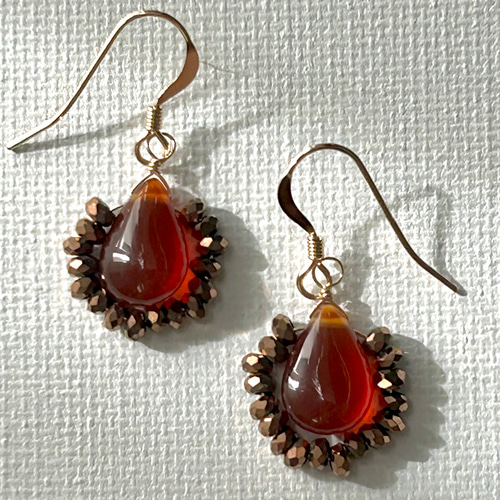 カーネリアン リムヘマタイトピアス 14kgf ピアス（フック・チェーン