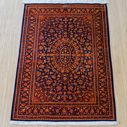 ペルシャ絨毯クム産 ムサヴィ工房 シルク 証明書付 87×58cm カーペット