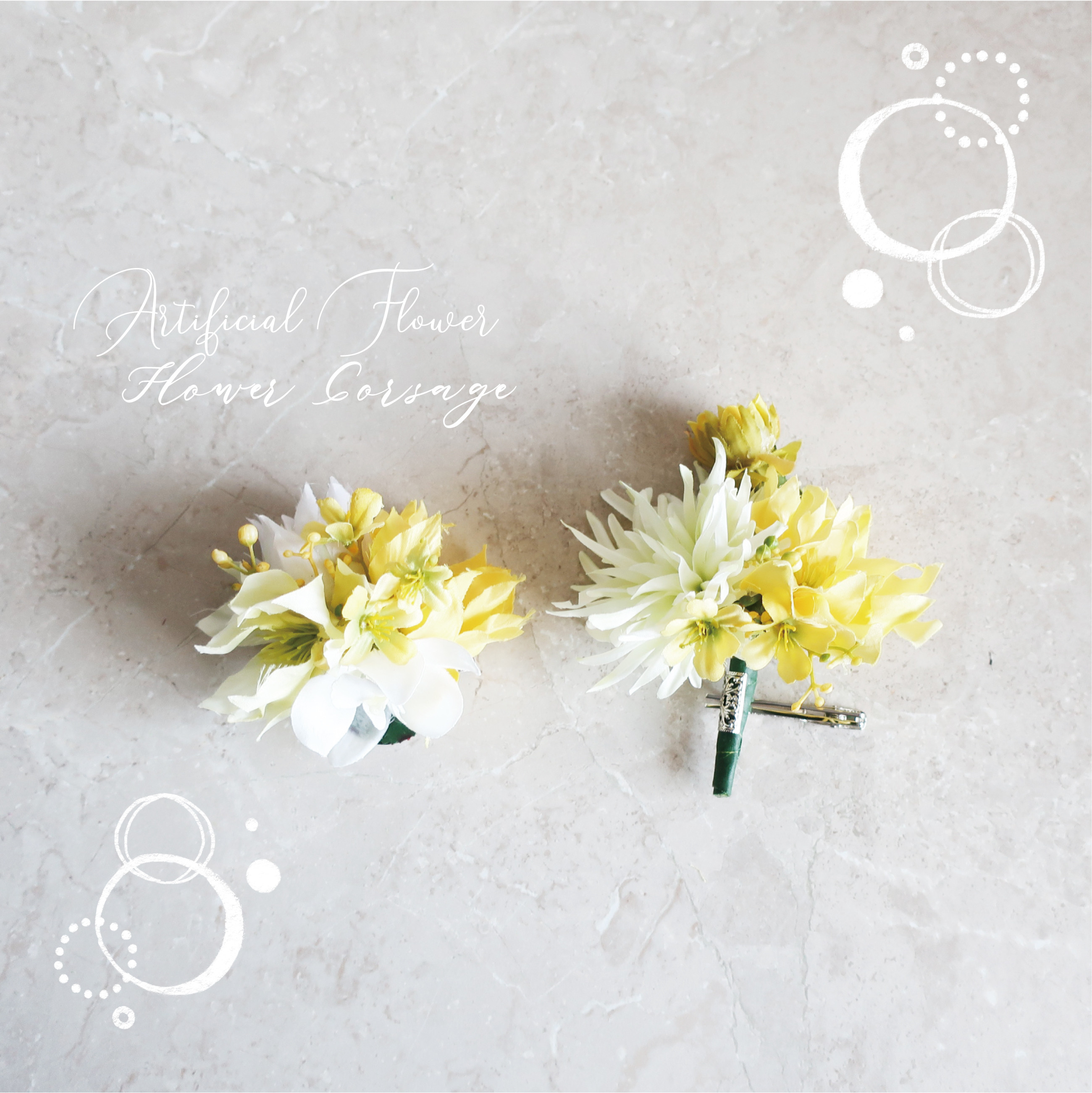 親子コサージュ　アーティフィシャルフラワー　Grin  Ｂｏｘ付き 花飾り 入学式 卒業式 結婚式