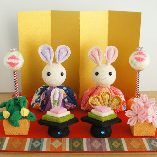 うさぎの雛人形　10体　ちりめん製　美品 うさぎの雛人形 10体 ちりめん製 美品 うさぎの雛人形 10体 ちりめん製