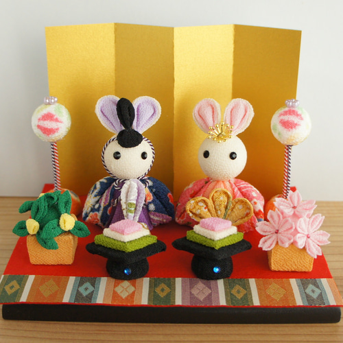 ひなまつり ひな人形 うさぎ 桃の節句 橘 桜 菱餅 雪洞 屏風 毛氈