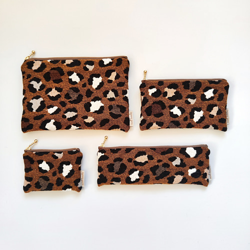 限定色》mont bouche フランス生地のレオパード柄ペンケース ポーチ