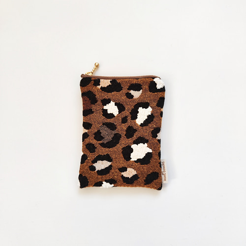 mont bouche フランス生地のレオパード柄ポーチ（縦長S） ポーチ mont