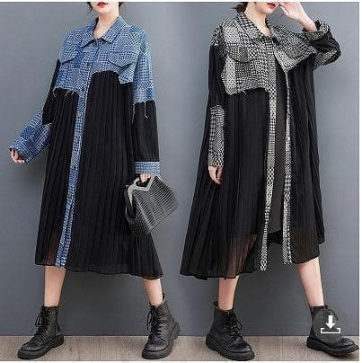 新品大きいサイズ レディース ワンピース　シアー　異素材　春夏 秋 長袖 5,023円