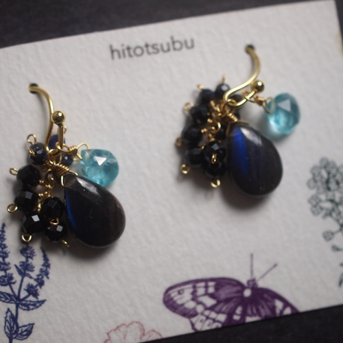 石の日セール】星の行方 ブラックラブラドライトのピアス ピアス