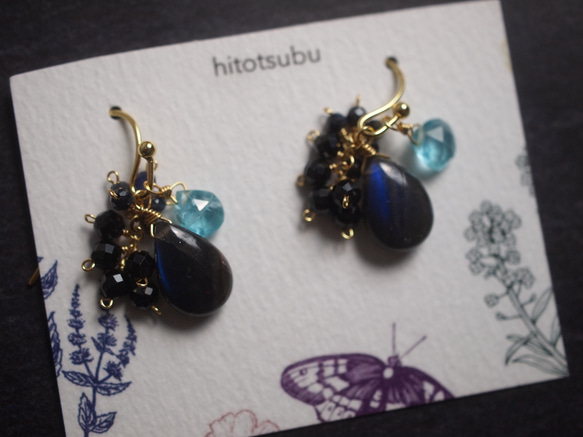 石の日セール】星の行方 ブラックラブラドライトのピアス ピアス