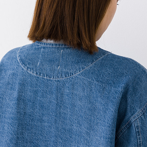 人気デニム】ステッチが際立つ 大人の春デニム 9オンス ノーカラー