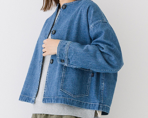 人気デニム】ステッチが際立つ 大人の春デニム 9オンス ノーカラー