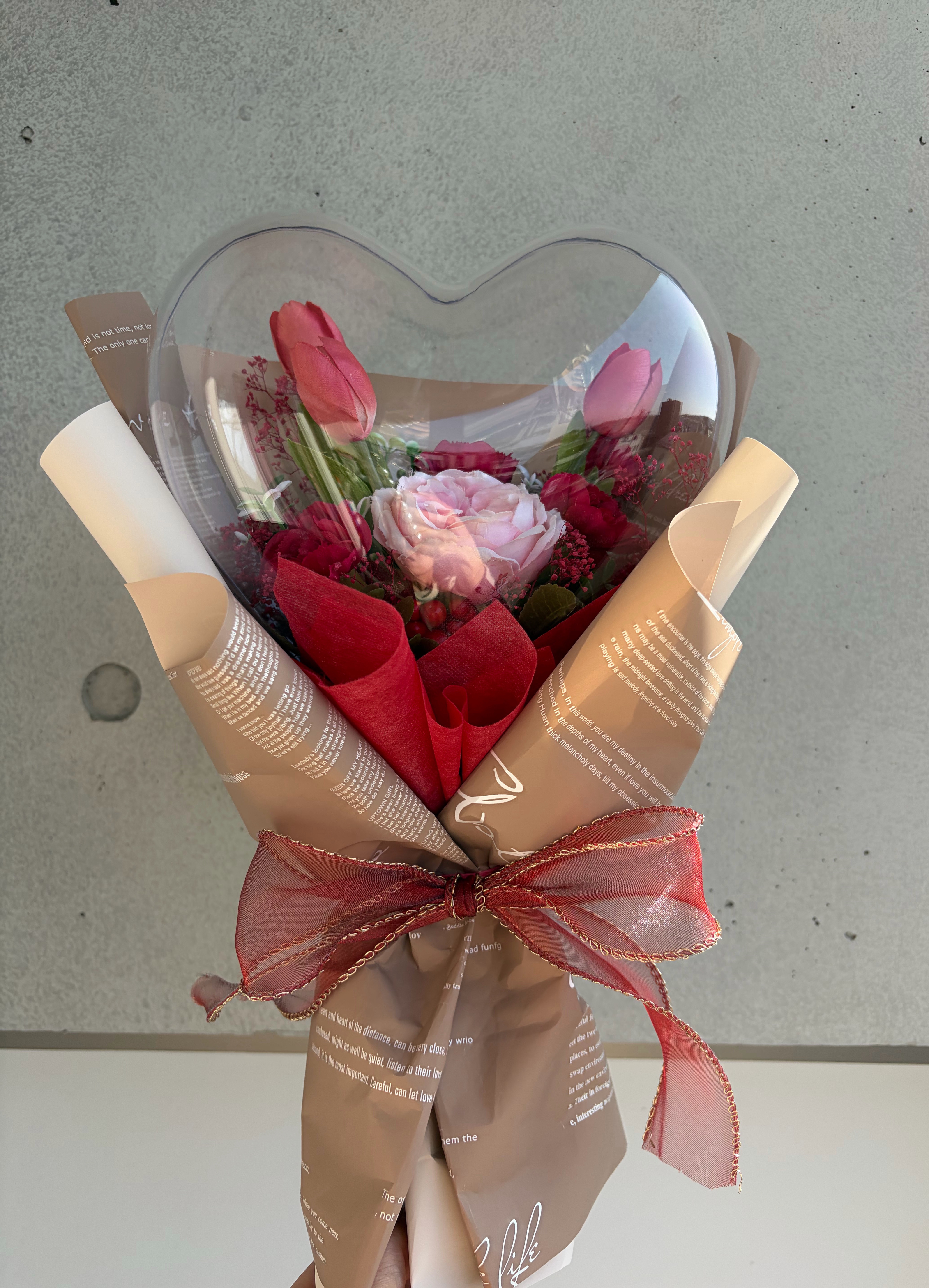 ハートフラワーブーケ♡卒業祝い♡フラワーバルーンブーケ♡花束