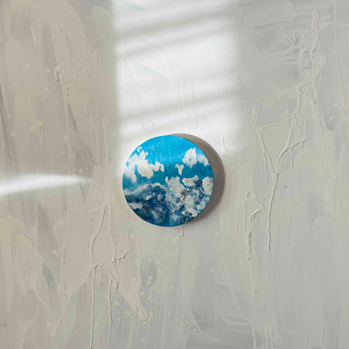 油彩 絵画 『空』丸形アートパネル 直径20cmインテリア 絵画 原画 油彩 絵画 『冬空2』丸形アートパネル 直径20cmインテリア 絵画 原画