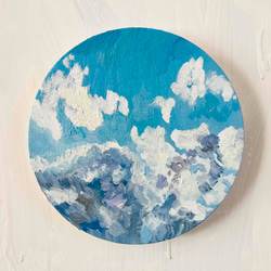 原画 油彩画「朝雲」絵画・アート・キャンバス・サムホールサイズ（16