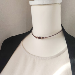 ボルドー色パールと紫色チェコビーズのチョーカーネックレス 13枚目の画像