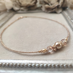 シャンパン色パールとチェコビーズのチョーカーネックレス 10枚目の画像