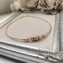 シャンパン色パールとチェコビーズのチョーカーネックレス 5枚目の画像