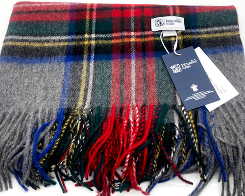 は*こ様 ジョンストンズ　大判 マフラー グレー ブラックスチュワート ジョンストンズ Johnstons カシミヤ Cashmereストール マフラー 大判