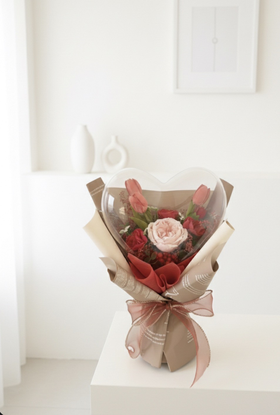 ハート型バルーンフラワー♡韓国バルーンフラワーブーケ