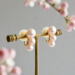 【看起來像耳環的耳環】2026流行色櫻花粉珍珠耳環，適合學校入學典禮佩戴 第1張的照片