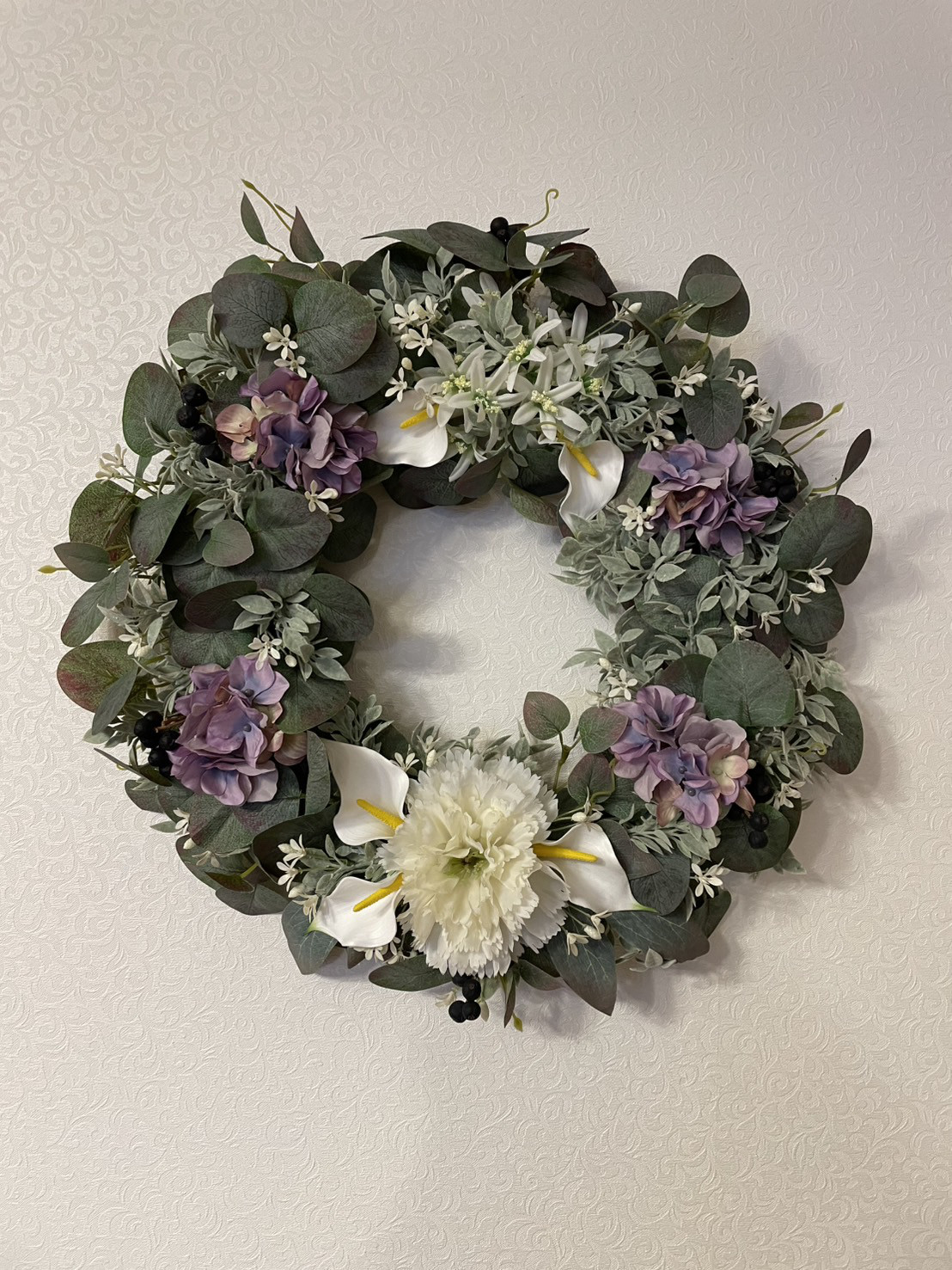 ノーブル・パープルとカラーのボタニカルリース（直径約47cm ）⭐︎期間限定オープン記念価格⭐︎ 14,800円