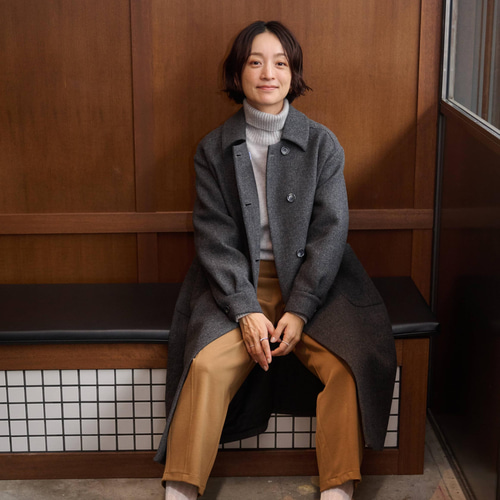 ☆サンプルセール 1点のみ☆知的で大人雰囲気に ウールコート ロング