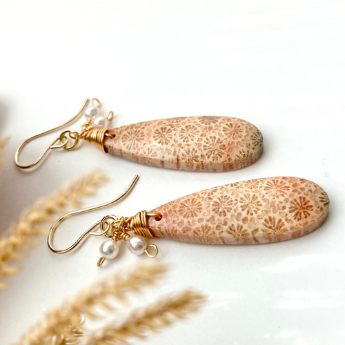 ポメころび 14kgfフォッシルコーラルピアス/イヤリング ポメころび 様