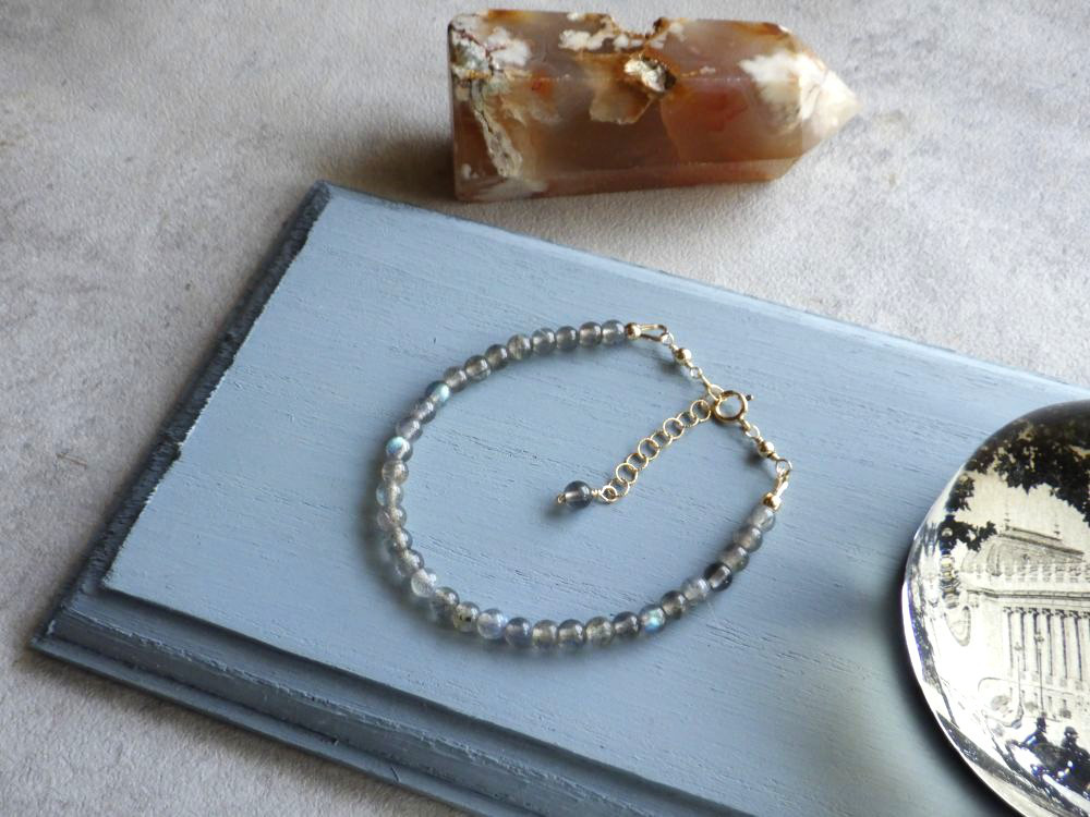 天然石のブレスレット ■ N-LINE 14KGF■ ラブラドライト 4.5mm