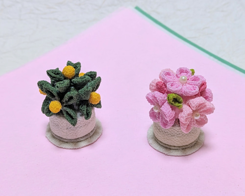つまみ細工の桜橘飾り 完成品です ひな人形・雛飾り みう 通販