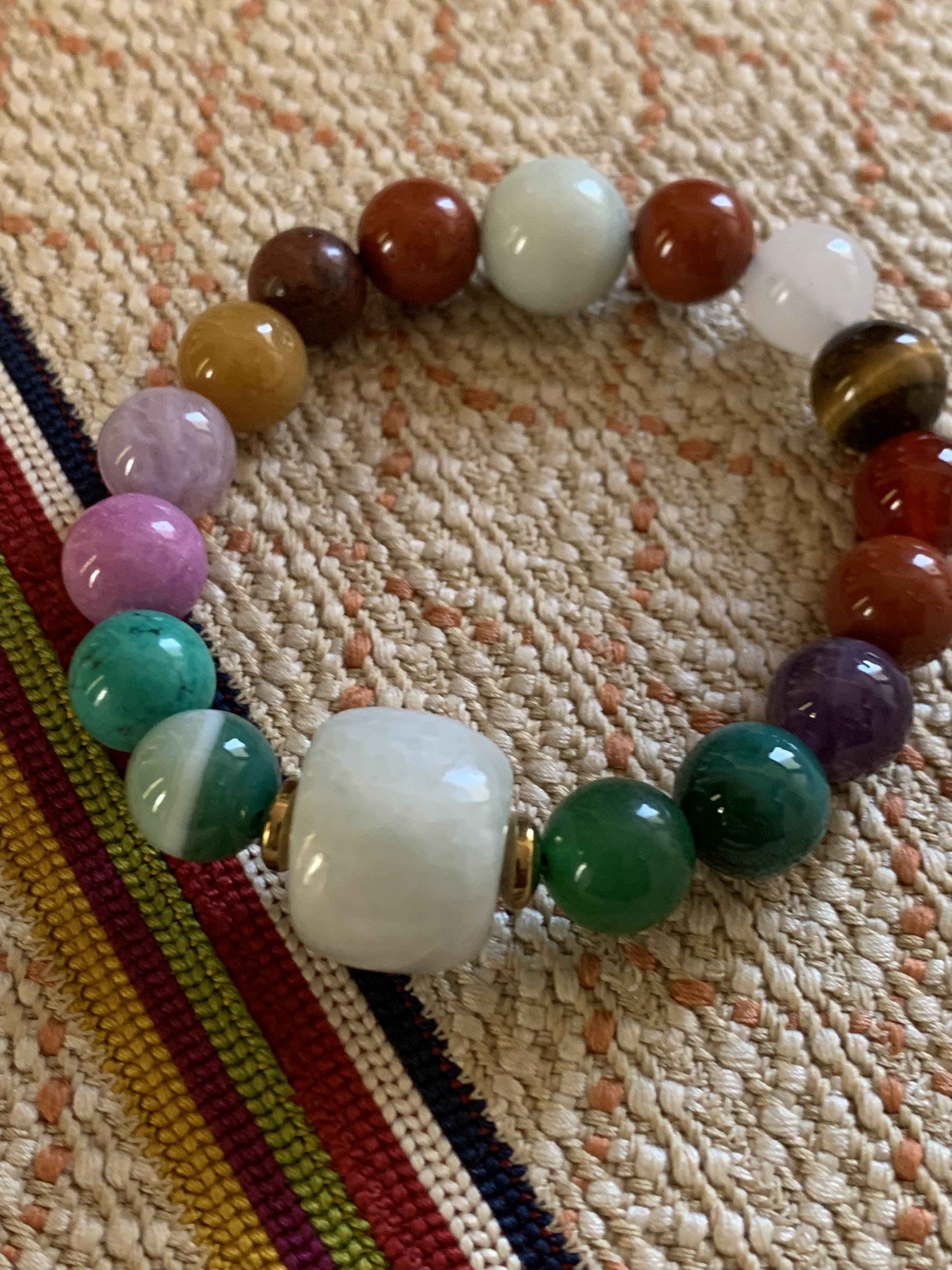 古い路路通珠ミャンマー翡翠と多宝石のバランス配石ブレスレット