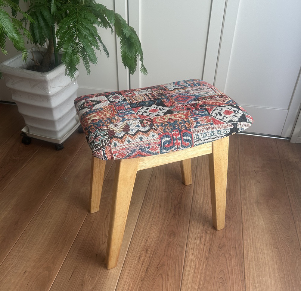 スツール　天然木　木製　チェア　玄関　ドレッサー　椅子『　ボヘミアン(白）』