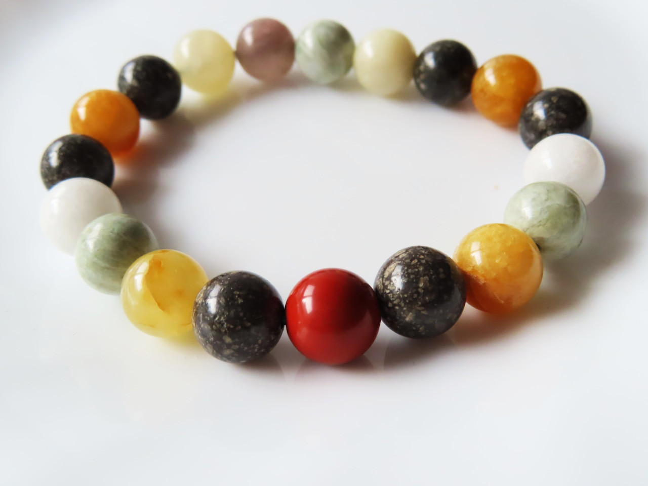 日本の銘石5種のブレスレット　「守護石＆大地の恵み」国産証明書付き