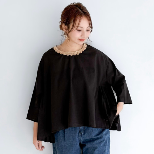 インド刺繍リボン ブラック ブラウス〔A〕 ブラウス minazuki moti