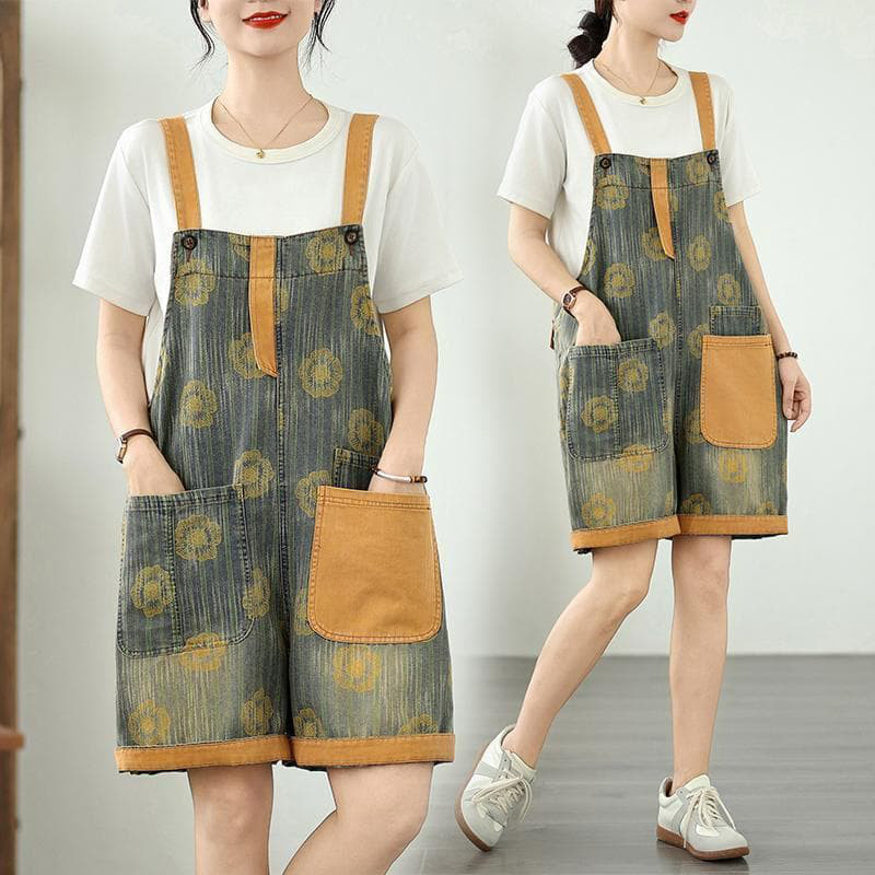 大きいサイズ サロペット　ハーフパンツ　レディース 春夏　 レトロ　新品