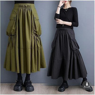 大きいサイズ レディース スカート　カーキ　春 秋冬 新品 4,963円