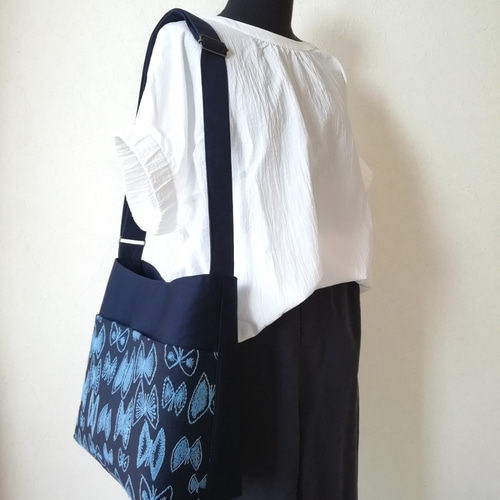 SALE ☆ミナペルホネンsky flowerワンショルダーバッグ/navy