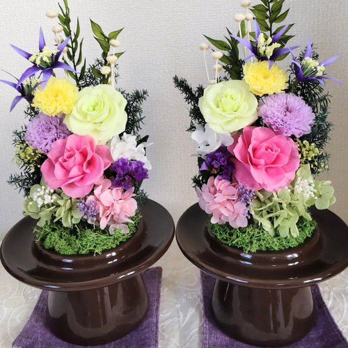 ガラスドーム一対仏花プリザーブドフラワーお手入れ不要 ガラスドーム一対仏花プリザーブドフラワーお手入れ不要 プリザーブド