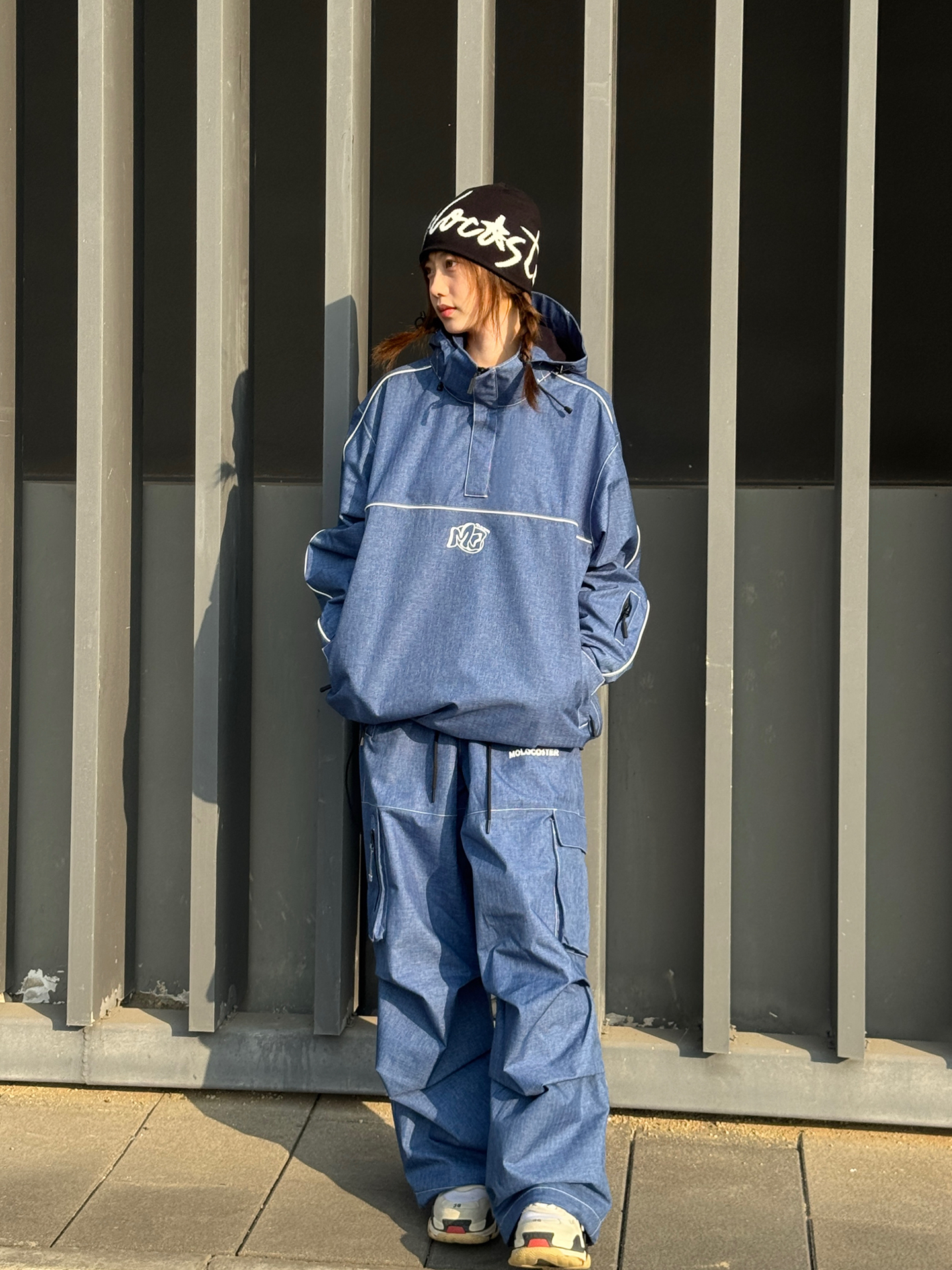 2026 スノボウェア パーカー デニム 青 デニムブルー 撥水防寒 レディース メンズ ジャケット パンツ SK156