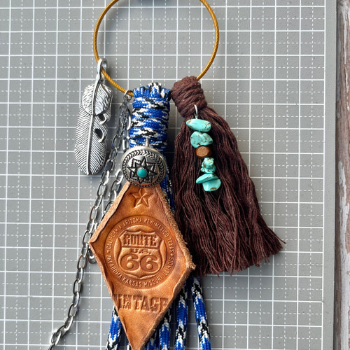 タッセルバッグチャーム パラコード マクラメ オリジナルレザー バッグ