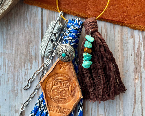 タッセルバッグチャーム パラコード マクラメ オリジナルレザー バッグ