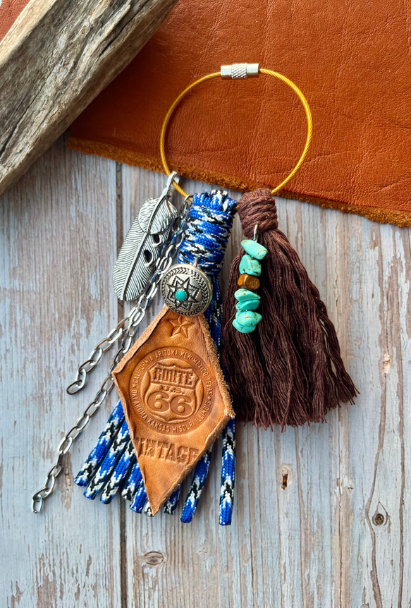 タッセルバッグチャーム パラコード マクラメ オリジナルレザー バッグ