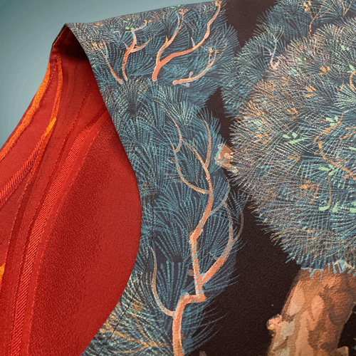 裏赤 留袖 リバーシブル スクエア変型ジレ 着物リメイク カーディガン