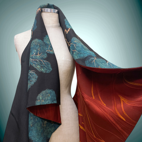 裏赤 留袖 リバーシブル スクエア変型ジレ 着物リメイク カーディガン