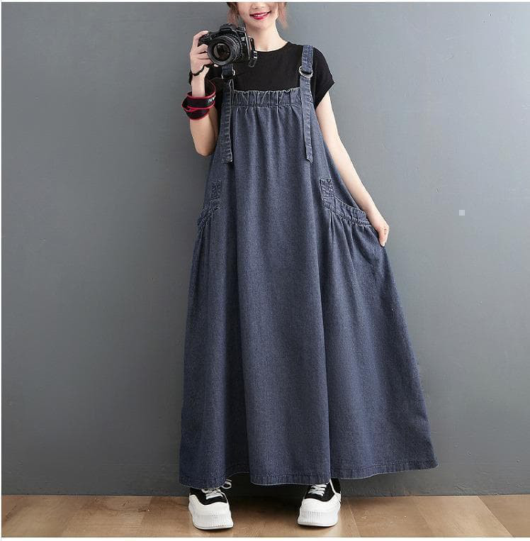 オク　大きいサイズ　レディース　デニム　サロペット　ワンピース　ロング
