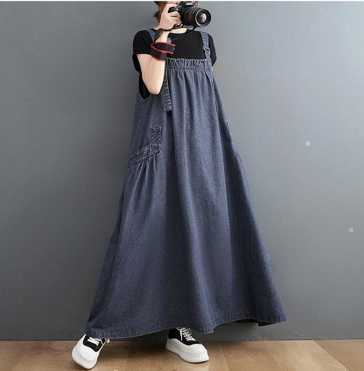オク　大きいサイズ　レディース　デニム　サロペット　ワンピース　ロング