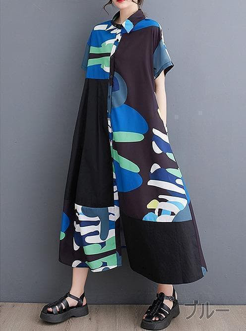 大きいサイズ レディース ワンピース　シャツ　春夏 秋 新品 半袖　ロング